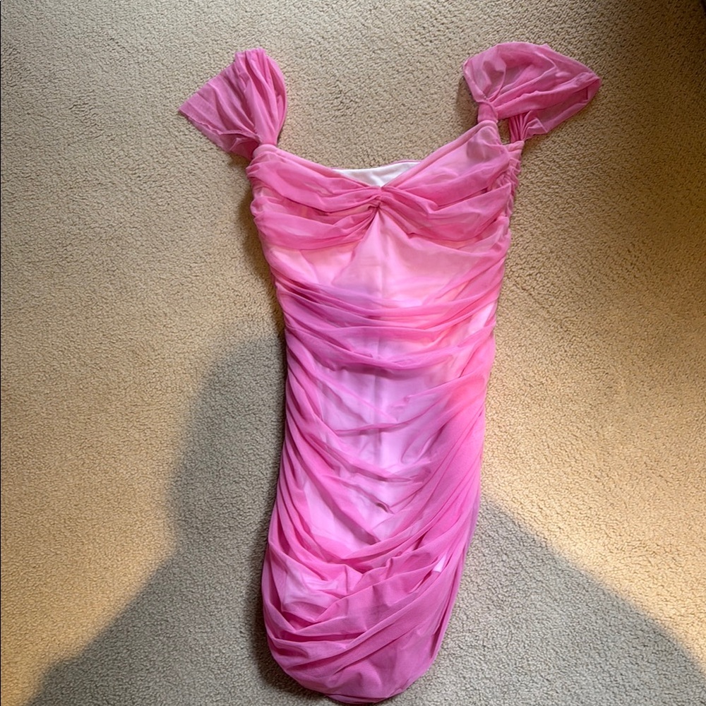 Norma Kamali Pink Ruched Dress